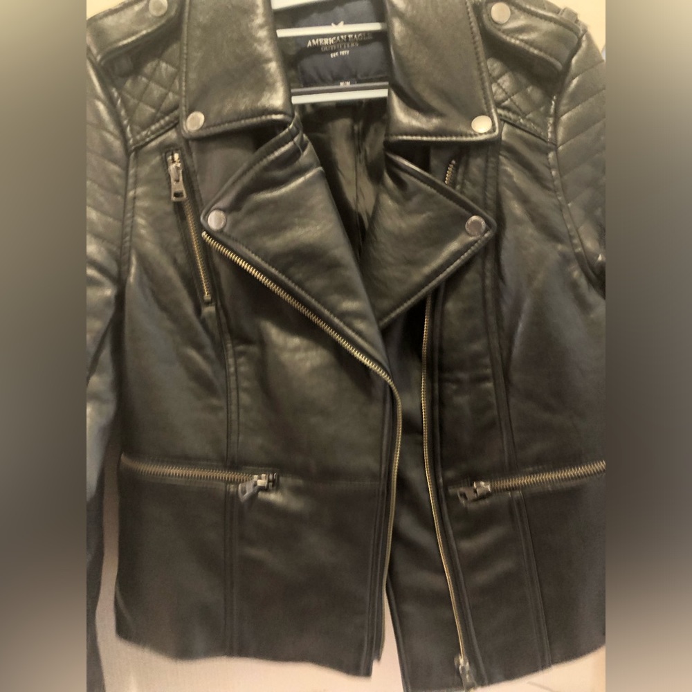 NWOT American Eagle Outfitters Faux Leather Motorcycle Jacket - Picture 3 of 5
